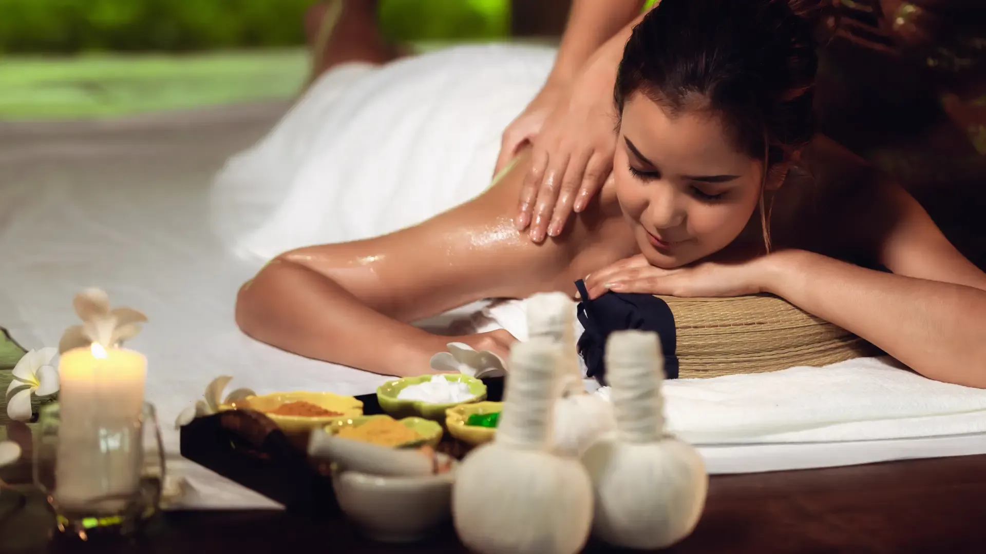 Client receiving relaxing massage treatment